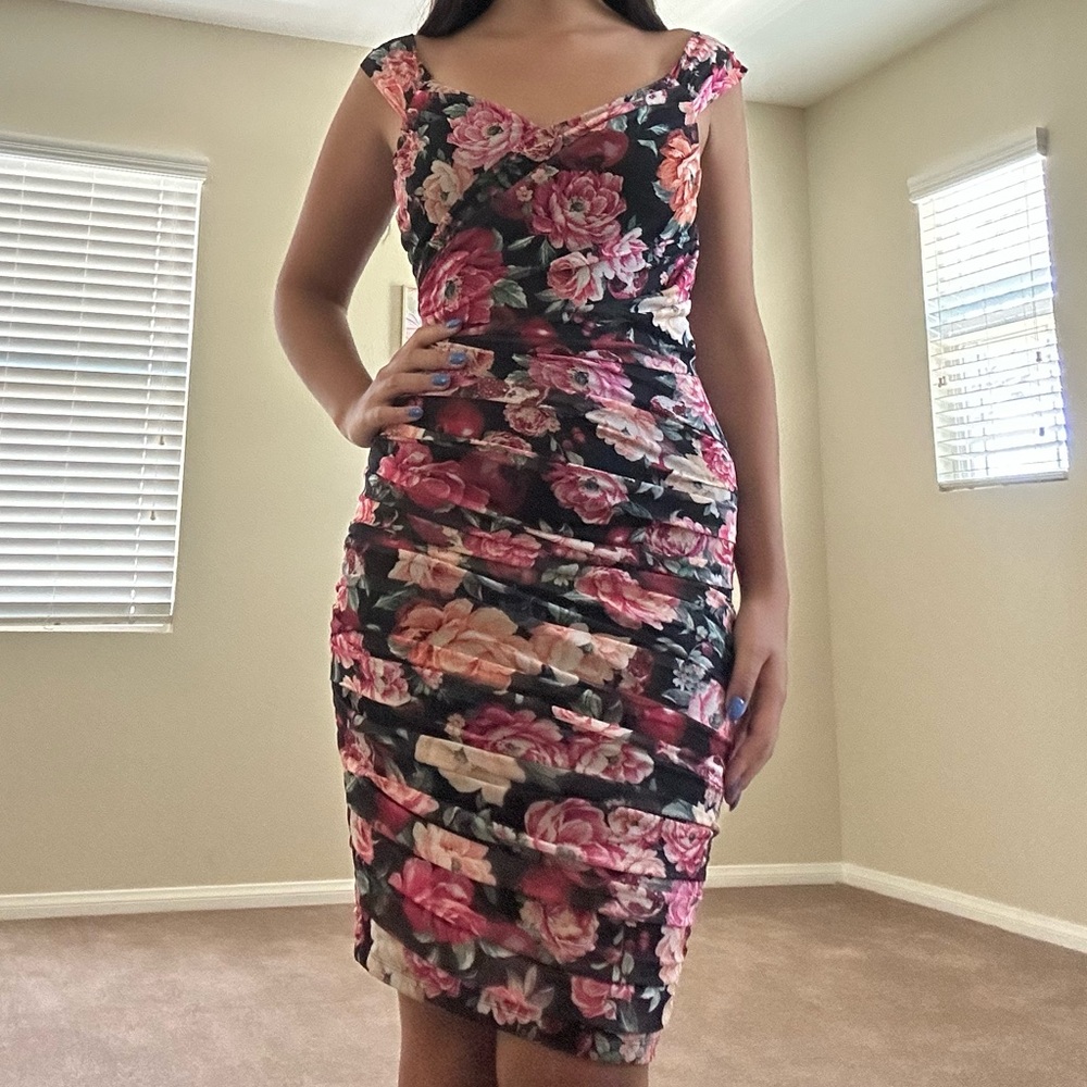 Express Floral Pink and Black Dress